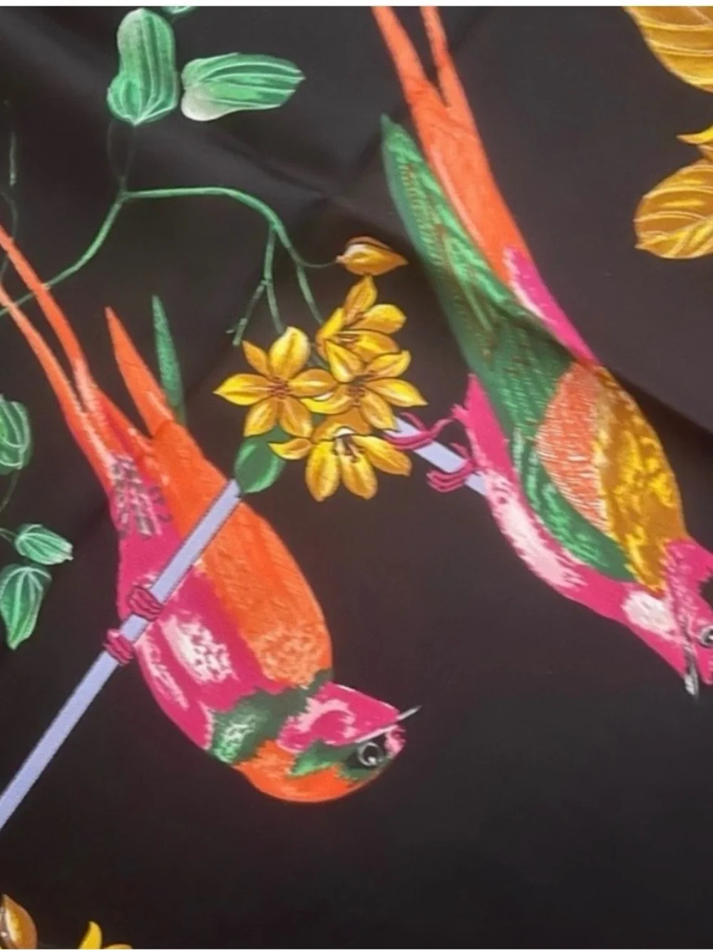 Dior Floral Silk Scarf in Black, Pink, Orange, Green, Blue